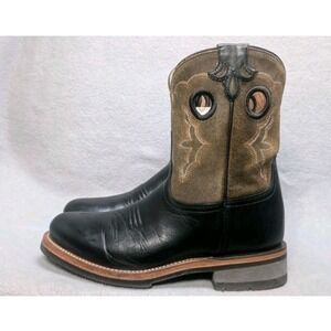 Lucchese Women's Ruth M3698 Black Leather Western Barn Boots Size 6 B Round Toe